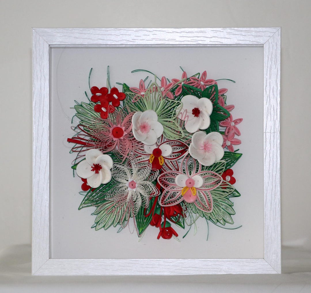Quilling Floral Art: 3D Paper Flower Wall Hanging (9" X 9") - Etsy