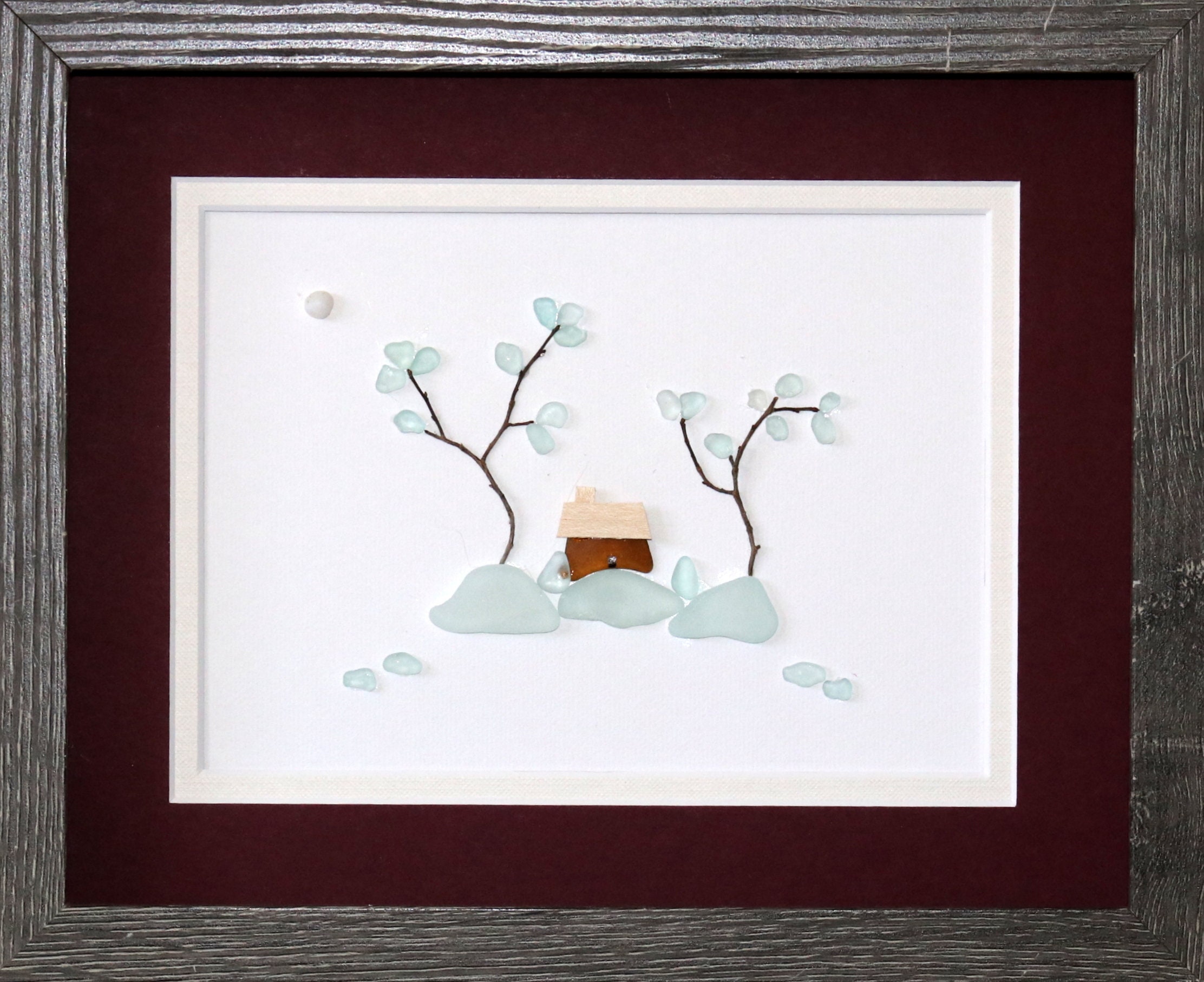 House Sea Glass Wall Art Decorblue Sea Glass Art Etsy UK