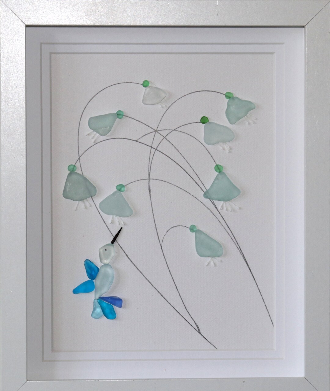 Sea Glass Art Decorsea Glass Wall Artsea Glass Hummingbird Etsy