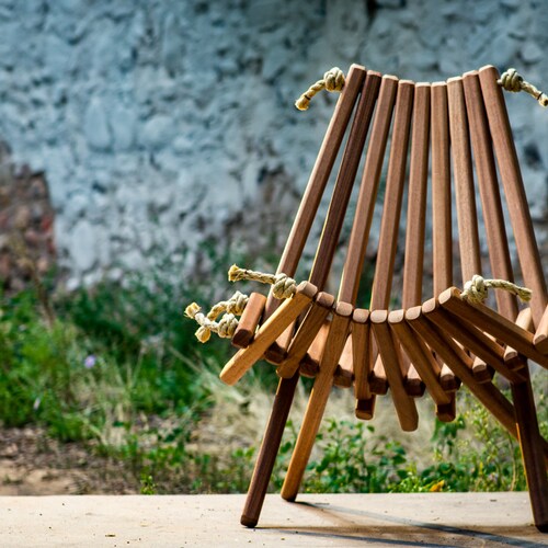 2 Mahogany Chairs Deck Chair Wooden Rope Folding 2 Mahogany Chairs Deck Chair Wooden, Mahogany Outdoor Patio Furniture