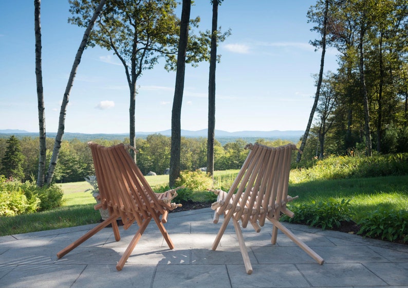 Pair Mahogany Combination Chairs/Deck/Patio/Chair/Wood/Folding/Storage/Kentucky Stick Chair/Adirondack/Back Support/Rope/Wooden/ afbeelding 2