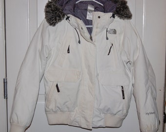 white north face jacket with fur hood
