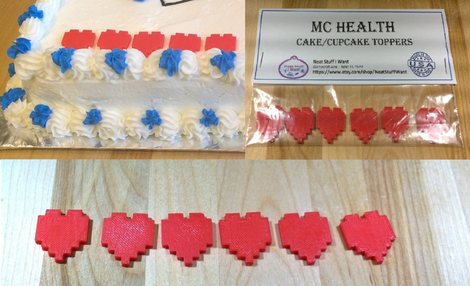 Miner Health Heart Cupcake Toppers