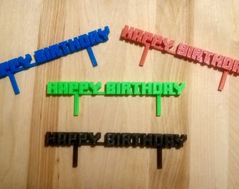 Miner Inspired Happy Birthday - Cake Topper