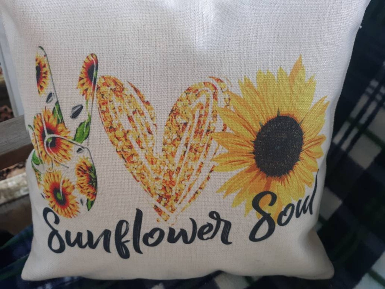 Sunflower Soul Linen Pillow Cover 16x16 Linen Zippered Pillow Etsy