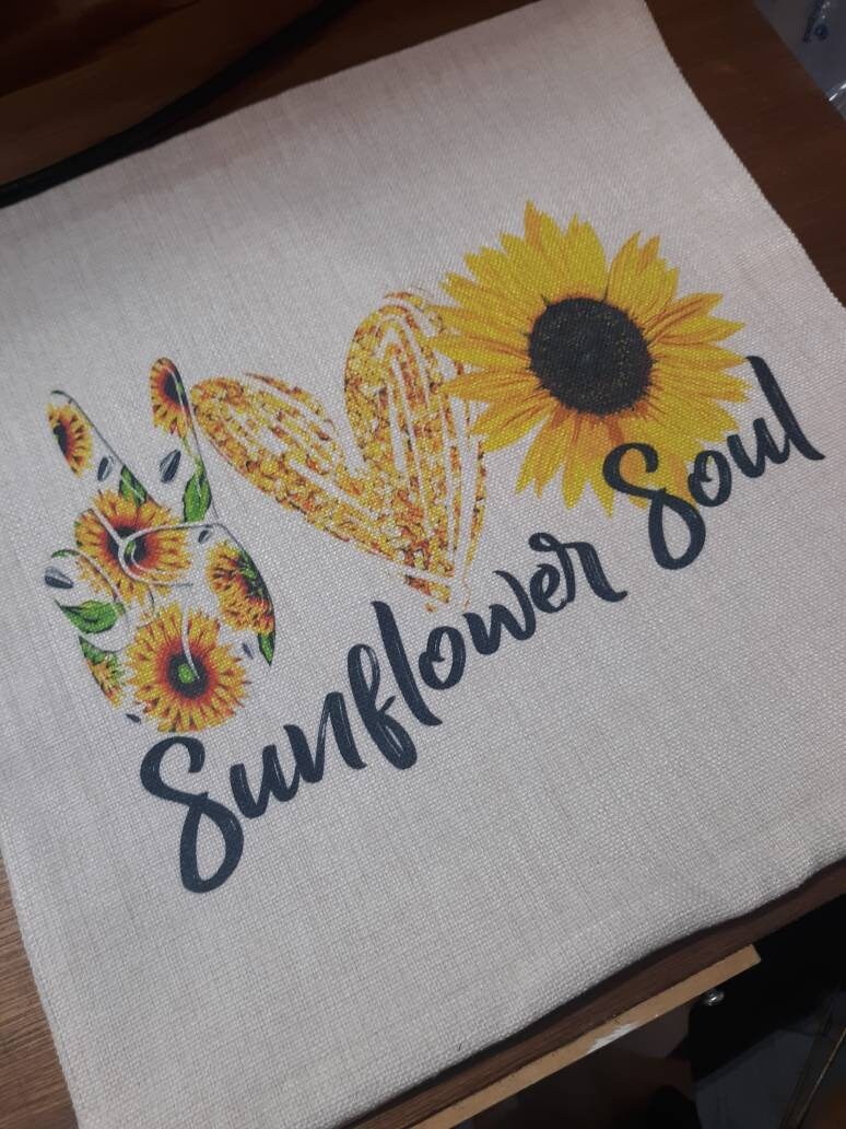 Sunflower Soul Linen Pillow Cover 16x16 Linen Zippered Pillow Etsy