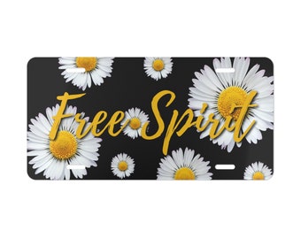 Free Spirit Vanity Plate, Hippie car accessory, Hippie license plate