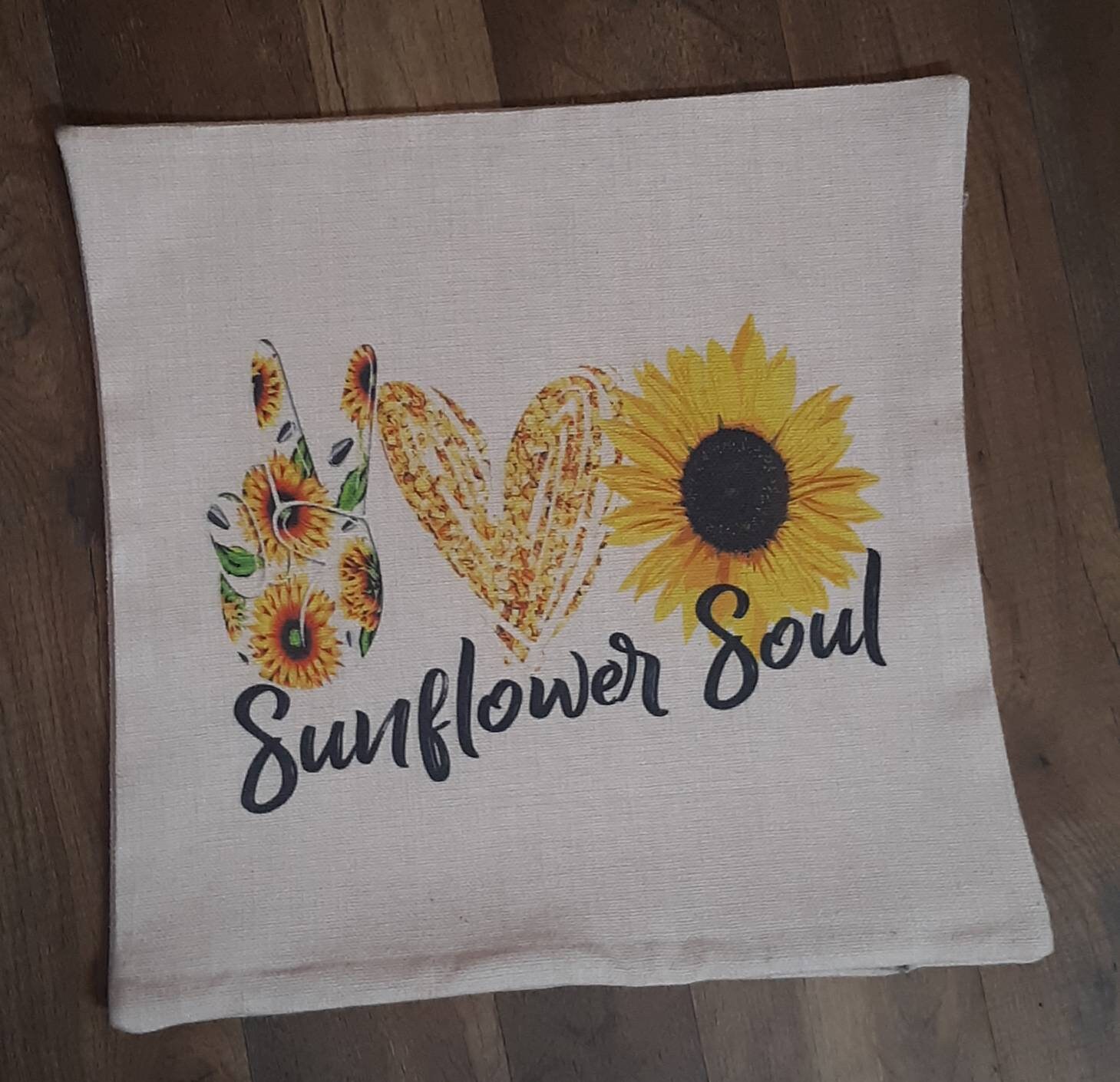 Sunflower Soul Linen Pillow Cover 16x16 Linen Zippered Pillow Etsy