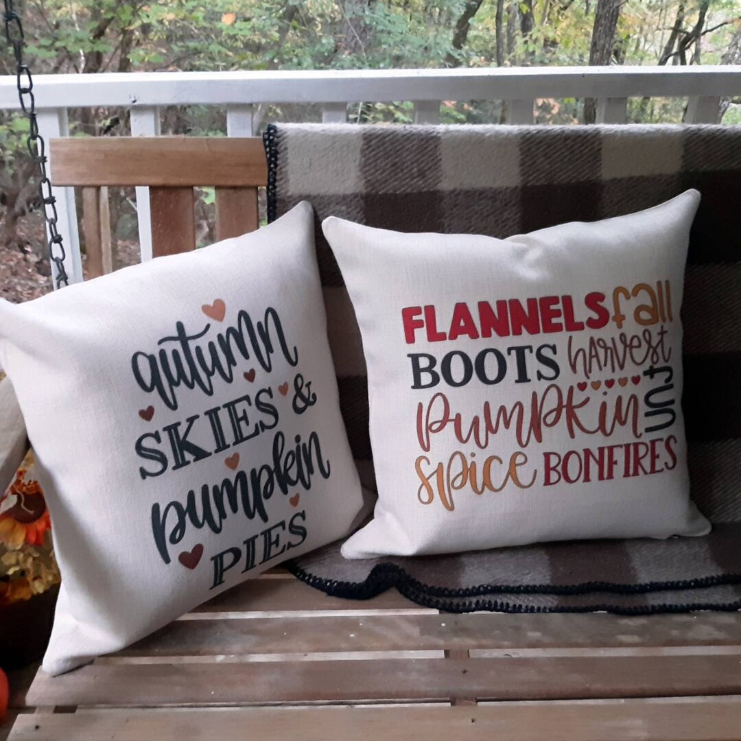 Fall Pillow Covers 16x16 Linen Zippered Pillow Sham Natural Etsy