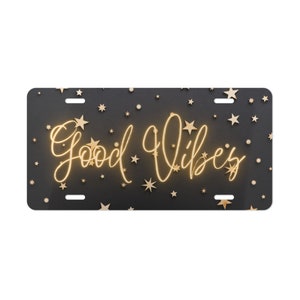 Good Vibes Vanity Plate, Hippie car accessory, Hippie license plate