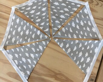 1m Grey Cloud Bunting/Garland Bedroom/Decor/Nursery/Boys/Girls