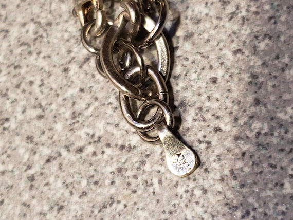 Vintage 925 Charm Bracelet, Oval Chain Link, Ster… - image 10