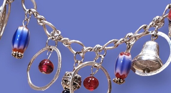 Vintage 925 Charm Bracelet, Oval Chain Link, Ster… - image 6