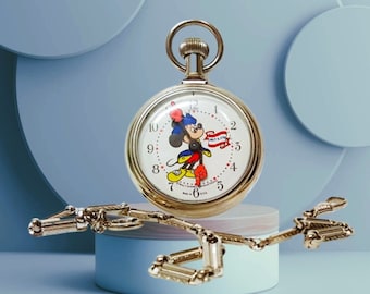 Vintage 70 s MICKEY MOUSE Walt Disney USA Pocket Stop Watch Commemorative Series Edition 1776 Bicentennial D15936 Bradley Time Costume Jewel