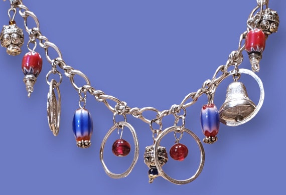 Vintage 925 Charm Bracelet, Oval Chain Link, Ster… - image 4