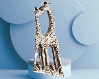 Vintage JEZLAINE Jez broche pin, giraffe figuraal, moeder en baby sterling zilver 925 collectible ondertekend ontwerper sieraden accessoires unisex
