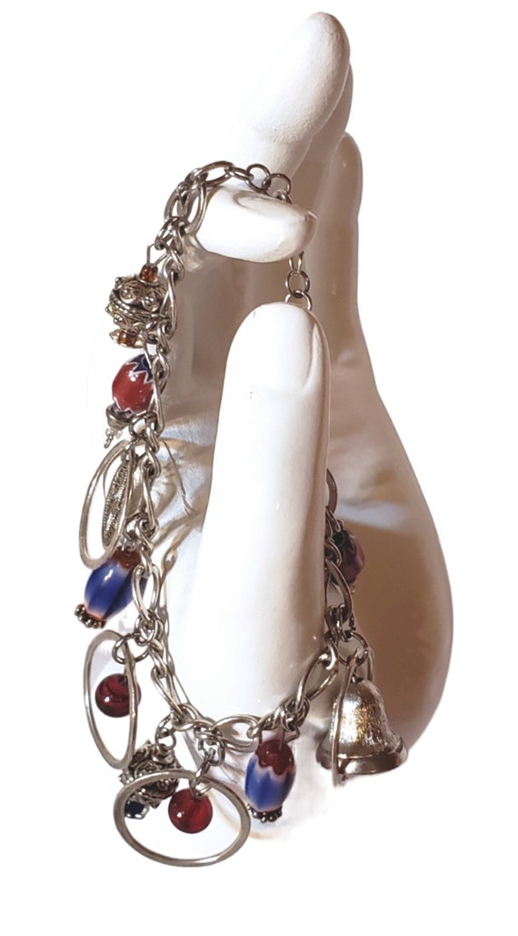 Vintage 925 Charm Bracelet, Oval Chain Link, Ster… - image 2