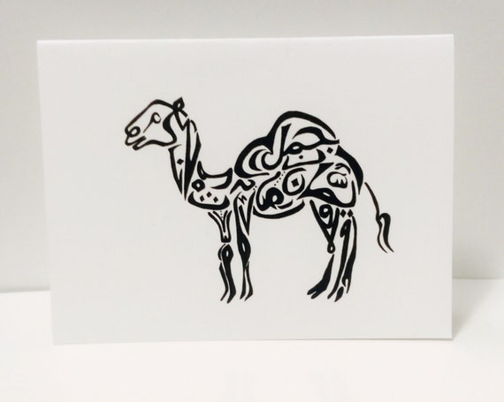 Kamel Karte Arabische Kalligraphie Original Set Jeden Anlass Etsy