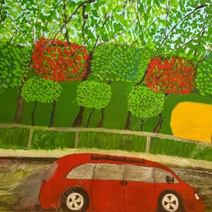 Parked by the park. Watercolour Painting. Black artist.