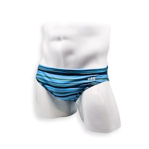 Herenzwempak 2 inch zijzwembroek in getijdenstreepprint voor zwemmen, esthetische bodybuilding poseren of herenpoledans