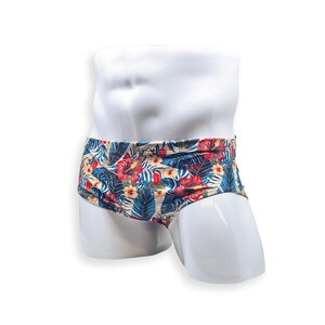 Zwembroek heren vintage uitgesneden zwembroek met hibiscusprint om te zwemmen Esthetisch bodybuilding poseren of paaldansen voor heren