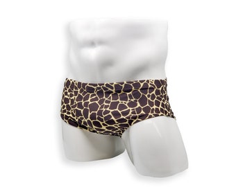 Traje de baño para hombre Vintage Cut Swim Brief en estampado de jirafa para nadar Estética culturismo Pose o pole dance para hombres