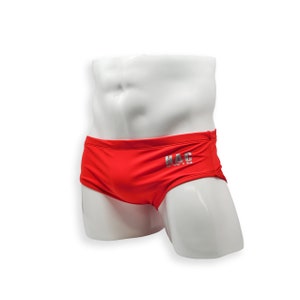 Mens Swimsuit Vintage Cut Swim Brief in Red for Swimming Aesthetic Bodybuilding Posing or Mens Pole Dance image 2