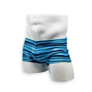 Herenzwempak box-cut zwembroek in getijdenstreepprint voor zwemmen, esthetische bodybuilding poseren of herenpoledans
