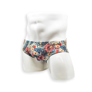 Basis zwembroek herenbadpak met hibiscusprint om te zwemmen Esthetisch bodybuilding poseren of paaldansen voor heren