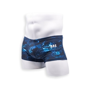 Heren badpak box-cut zwembroek in nachtzwemmen print voor zwemmen esthetische bodybuilding poseren of heren paaldans
