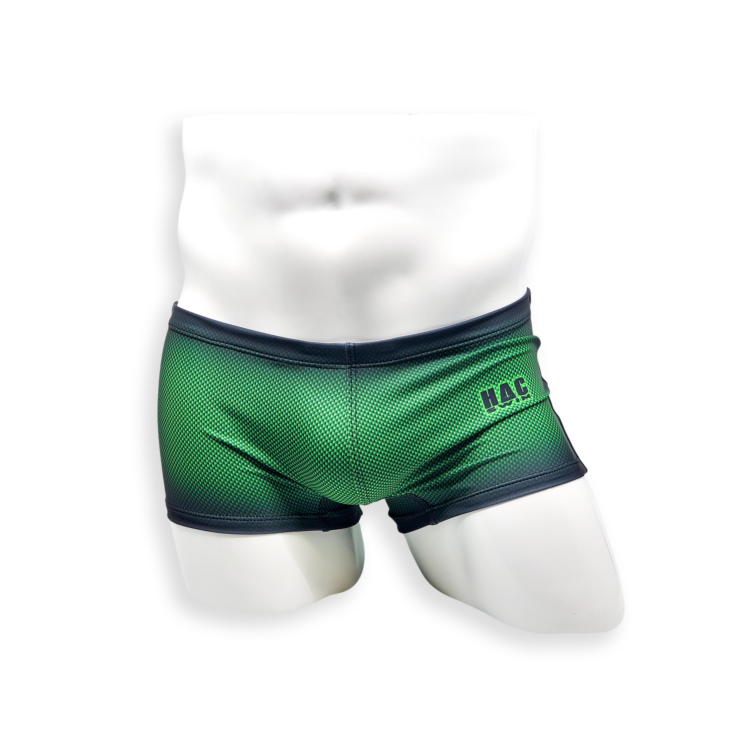 Mens Swimsuit Box Cut Swim Trunk in Green Ballistic Print for Etsy