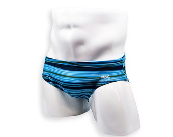 Mens Swimsuit Basic Swim Brief in Tidal Stripe for Swimming Aesthetic Bodybuilding Posing or Mens Pole Dance