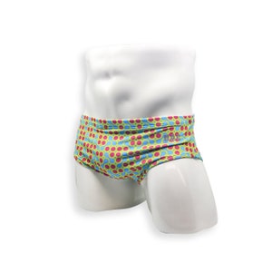 Herenzwempak Vintage Cut Swim Brief in groene Sunmor Print voor zwemmen Esthetische Bodybuilding Poseren of Heren Pole Dance