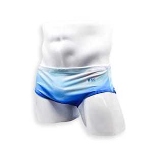 Mens Swimsuit Vintage Cut Swim Brief in Soft Wave Print for Swimming Aesthetic Bodybuilding Posing or Mens Pole Dance