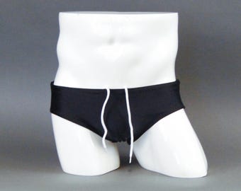 Mens Swimsuit Basic Swim Brief in Black for Swimming Aesthetic Bodybuilding Posing or Mens Pole Dance