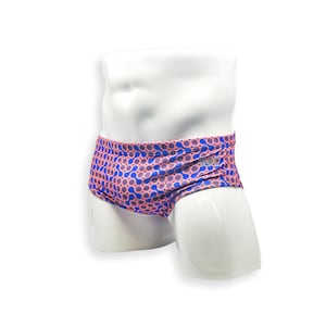 Mens Swimsuit Vintage Cut Swim Brief in Orange Sunmor Print for Swimming Aesthetic Bodybuilding Posing or Mens Pole Dance