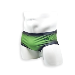 Heren badpak Vintage Cut Zwembroek in groene ballistische print voor zwemmen Esthetische Bodybuilding Poseren of Heren Paaldansen