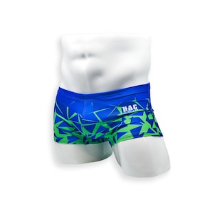 Heren Badpak Box Cut Zwembroek in Shatter Print voor Zwemmen Esthetische Bodybuilding Poseren of Mens Paaldans