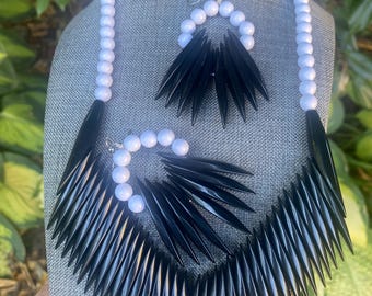 Vintage Bakelite Necklace and Earring Set Statement