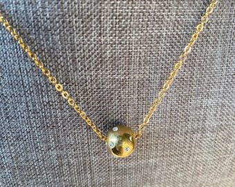 Vintage Avon Collector Necklace Goldtone minimalist golden ball rhinestone necklace