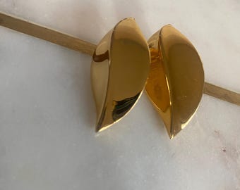 Vintage Goldstone Leaf Shape Teardrop Shape vintage statement earrings