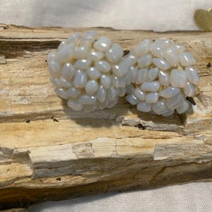 Lucite Iridescent White Cluster CLIP ON EARRINGS