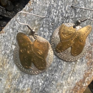 Sterling Silver and Brass Cat Earrings