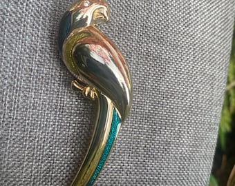 Parrot Brooch LC Liz Claiborne Gold tone