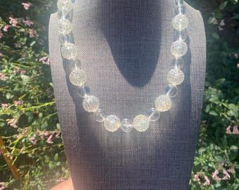 Vintage Avon Lucite Clear White Necklace