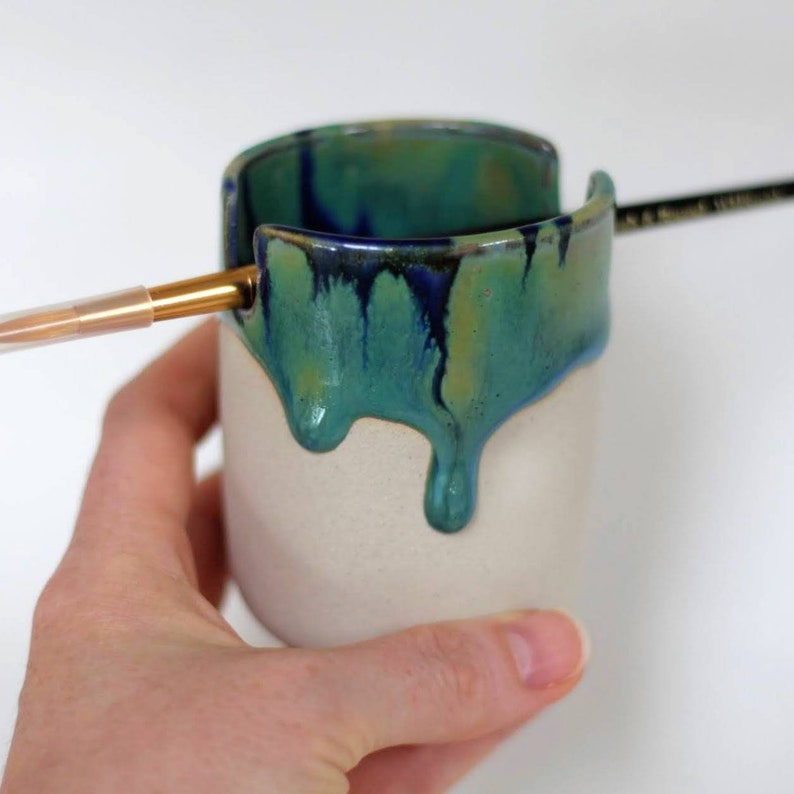 1x Ceramic Dribble Paint/Water/Brush Holder/container/Pot. Etsy
