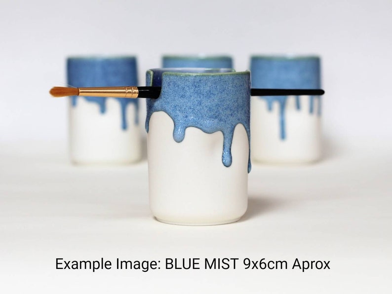 Keramik Pinselhalter Blau und Grüntöne Tolles Geschenk für Künstler, Kinder oder zum 9. Bitte Beschreibung lesen. 9x6cm Blue Mist L