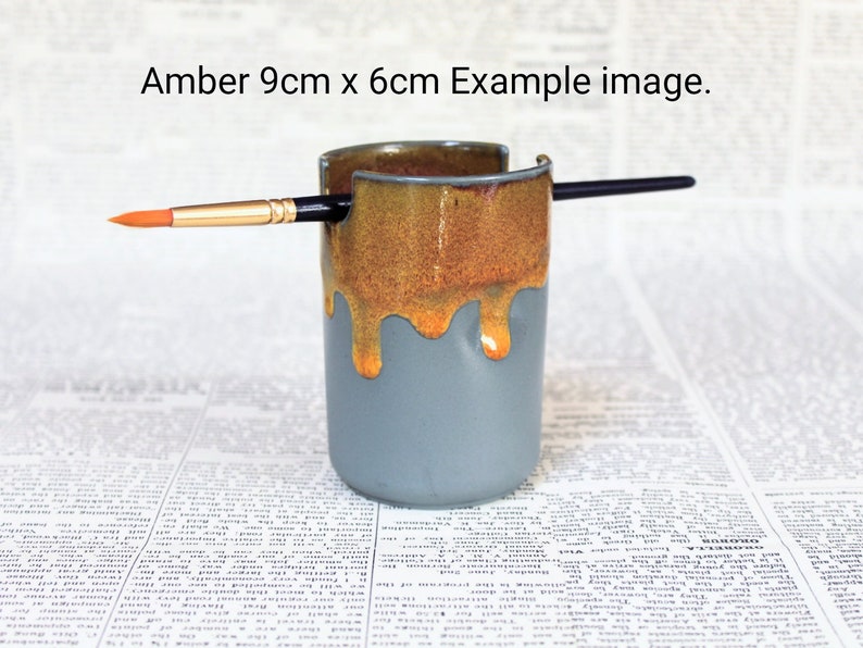 Porcelain Paintbrush Holder Greys Great Gift for Artists, 9th Pottery Anniversary, Father's Day etc. Please read description. 9x6cm Amber L