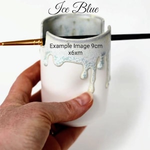 Handmade Ceramic Paintbrush Holder: (Pastels) Glazed Pottery 9x6cm. Artist gift. Ice Blue