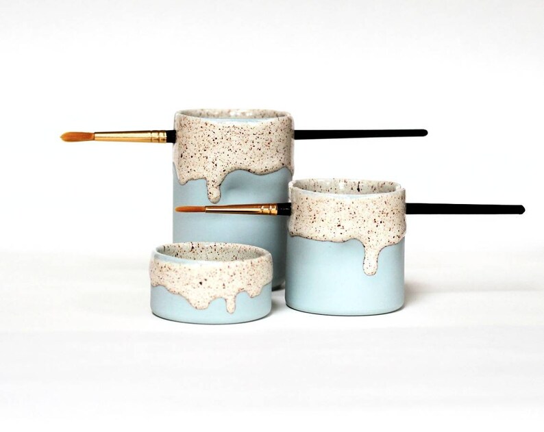 Ceramic Paint Brush Holder Set pastels Gifts for Artists or Etsy UK